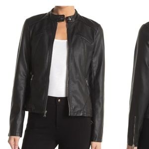 Guess faux leather racer jacket size small